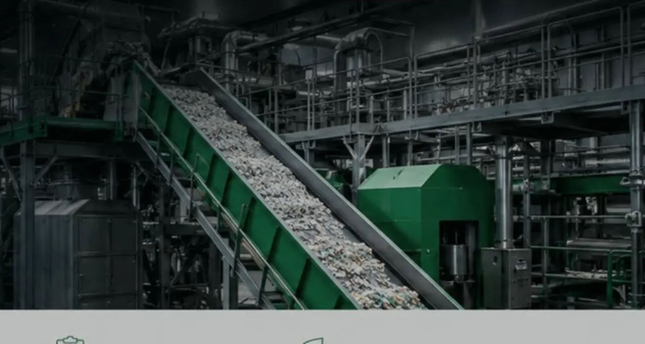 Recyclinganlage mit Förderband für Kunststoff